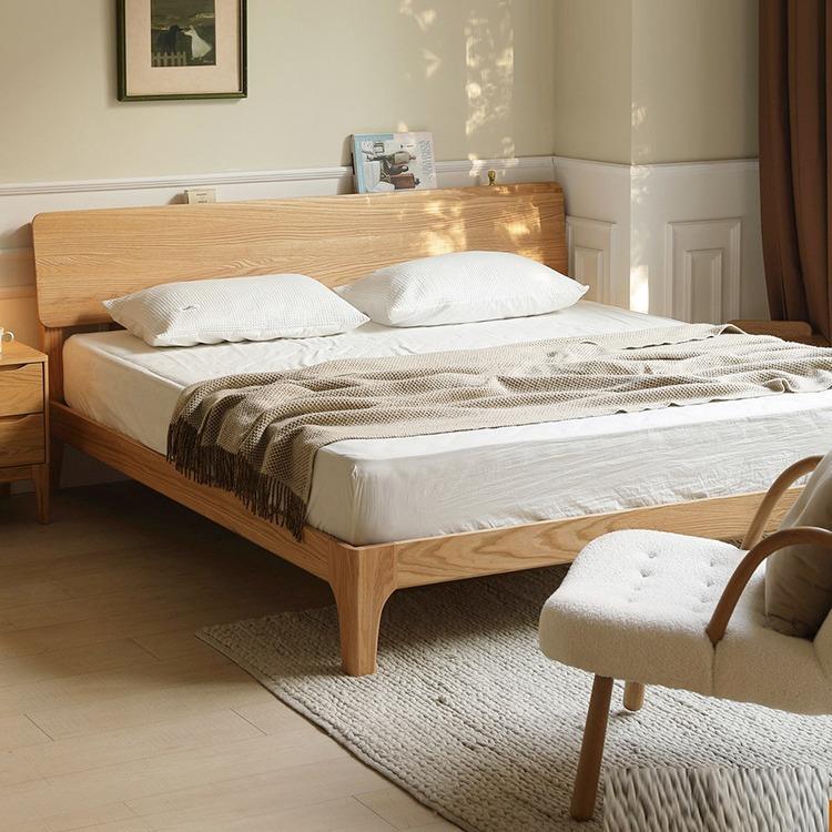 全实木床红橡木单双人床大卧室北欧风格现代简约1.8米1米婚床