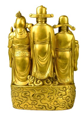 热销财神大号纯铜财神爷佛像黄铜五路财神聚宝盆铜像 财神像招财