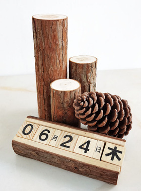 热销壁炉装饰木头原木小木桩木材木柴围栏木头栅栏实木树桩摆件圆