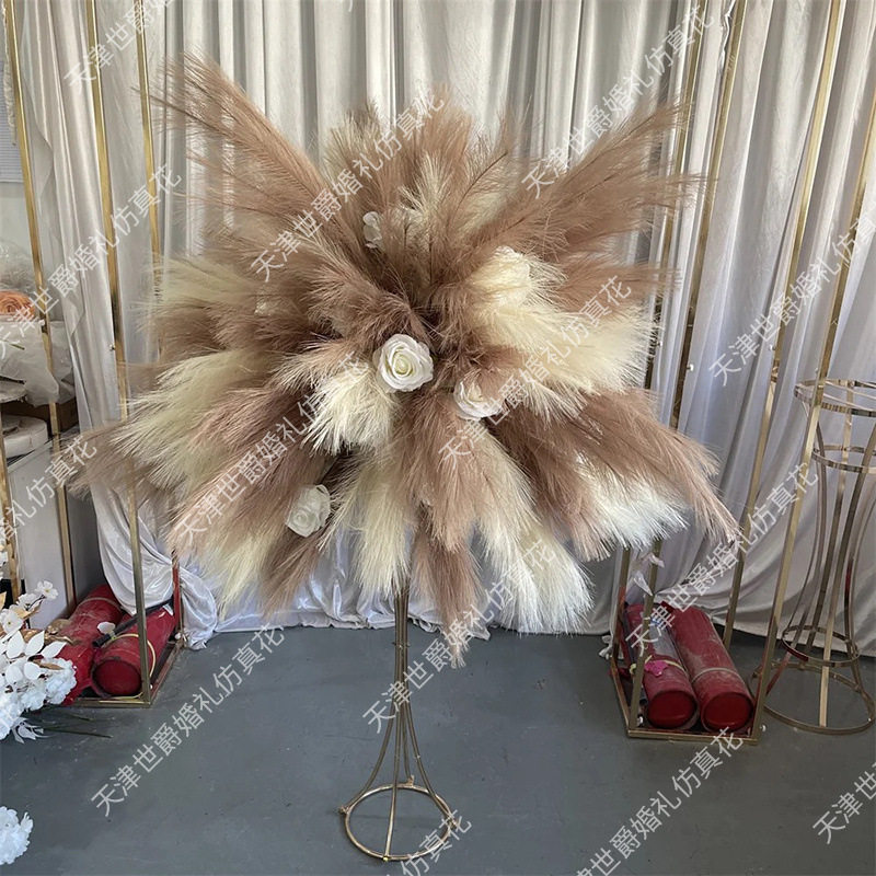 各色仿真玫瑰花 婚庆酒店装饰用品60公分芦苇花球桌面摆件装饰花