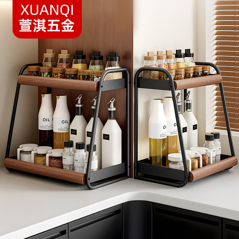 直销厨房调料品置物架双层家用台面调味料架放油盐酱醋收纳架子