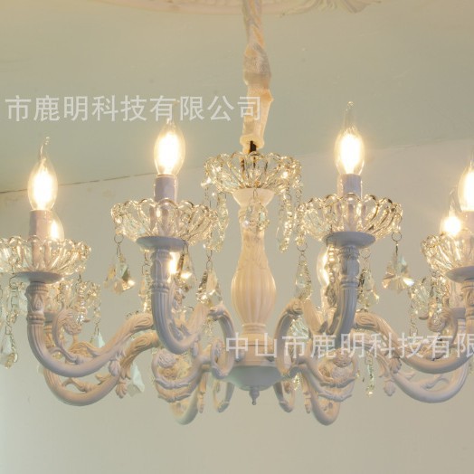 法式水晶吊灯轻奢卧室餐厅客厅复古儿童房公主风韩式温馨美式灯具