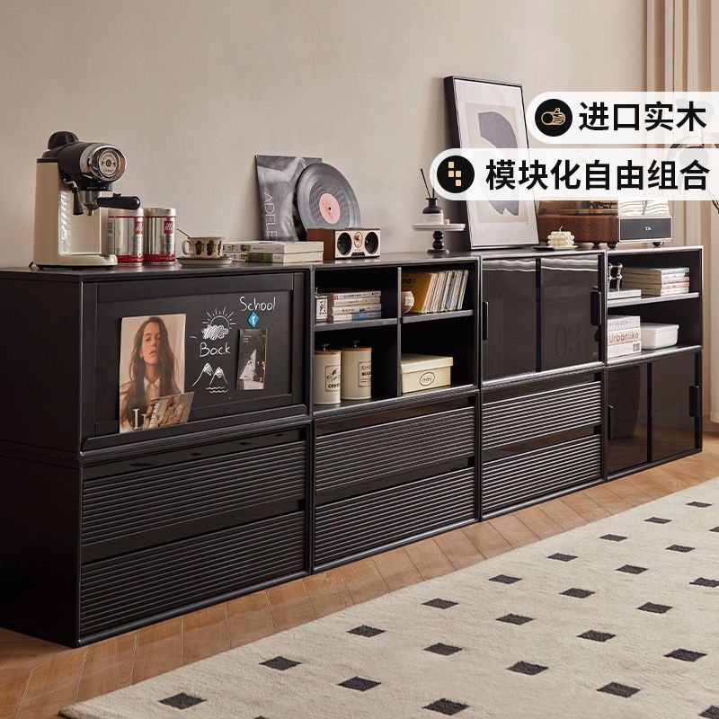 橡胶木实木组合电视柜自由组合格子柜家用客厅餐边柜储物落地矮柜图片