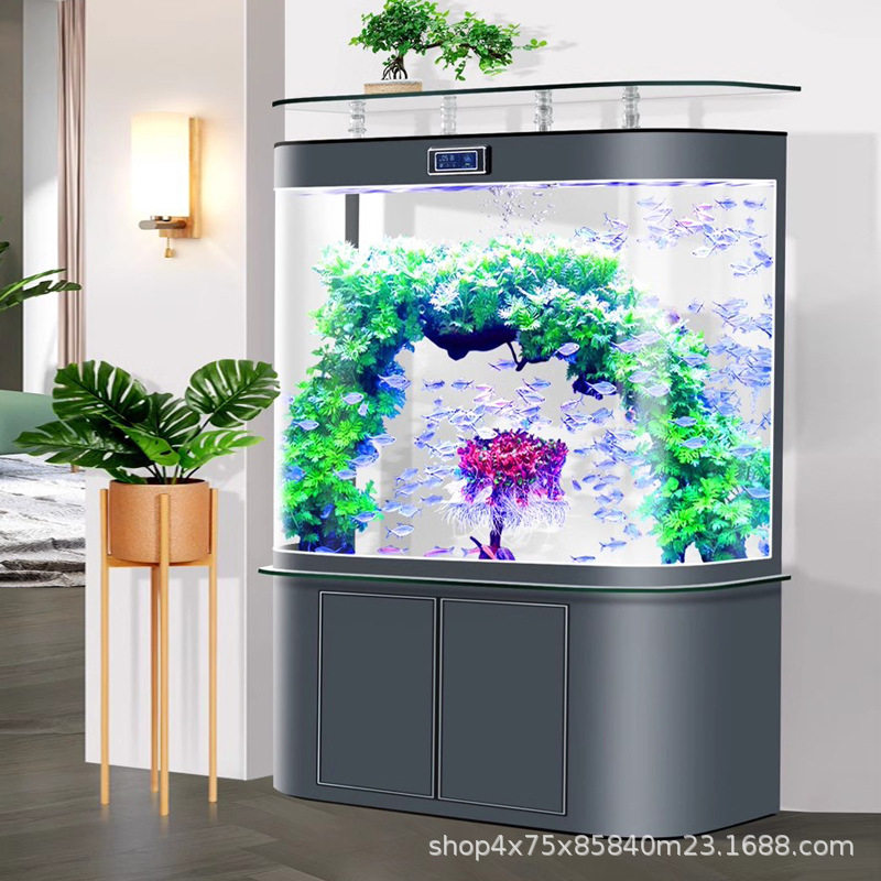 轻奢自动过滤循环水族箱客厅家用底滤鱼缸中大型免换水玻璃金鱼缸