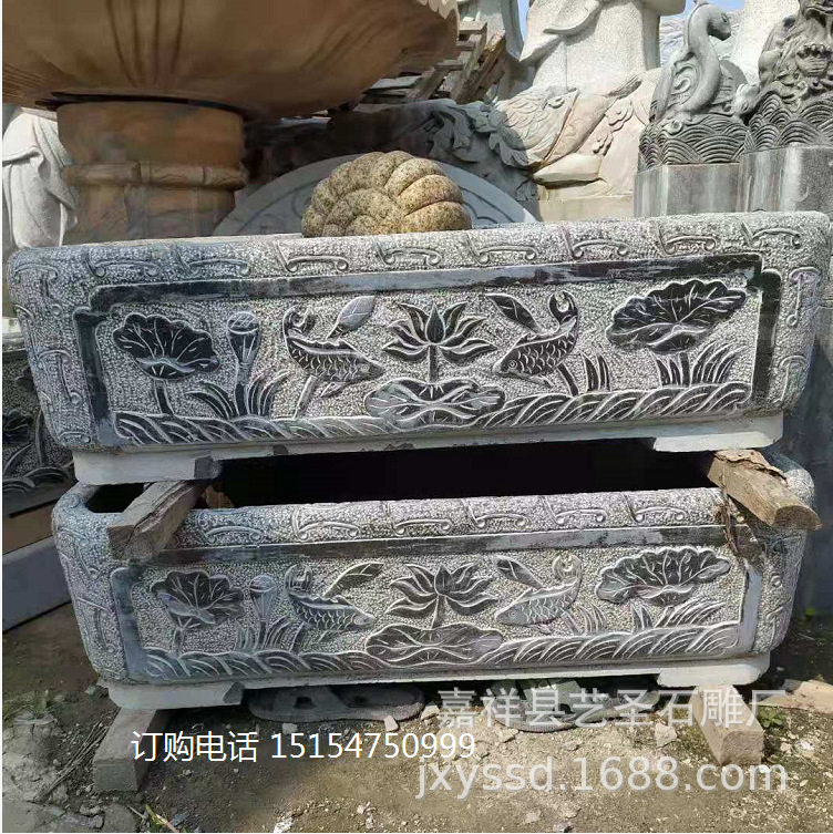 艺圣仿古石雕鱼缸庭院景区现货