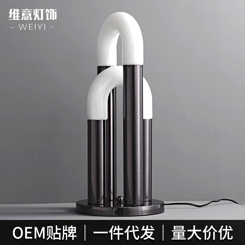 不锈钢玻璃北欧设计感床头台灯