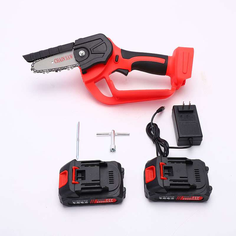 4寸无刷电链锯 迷你手持无绳修枝锯伐木锯电式小型锂电锯