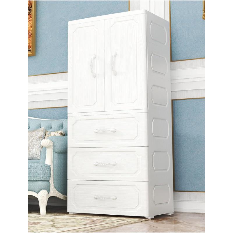 婴儿童衣柜宝宝简易男孩卧室家用挂衣组装收纳柜塑料小型衣橱开门