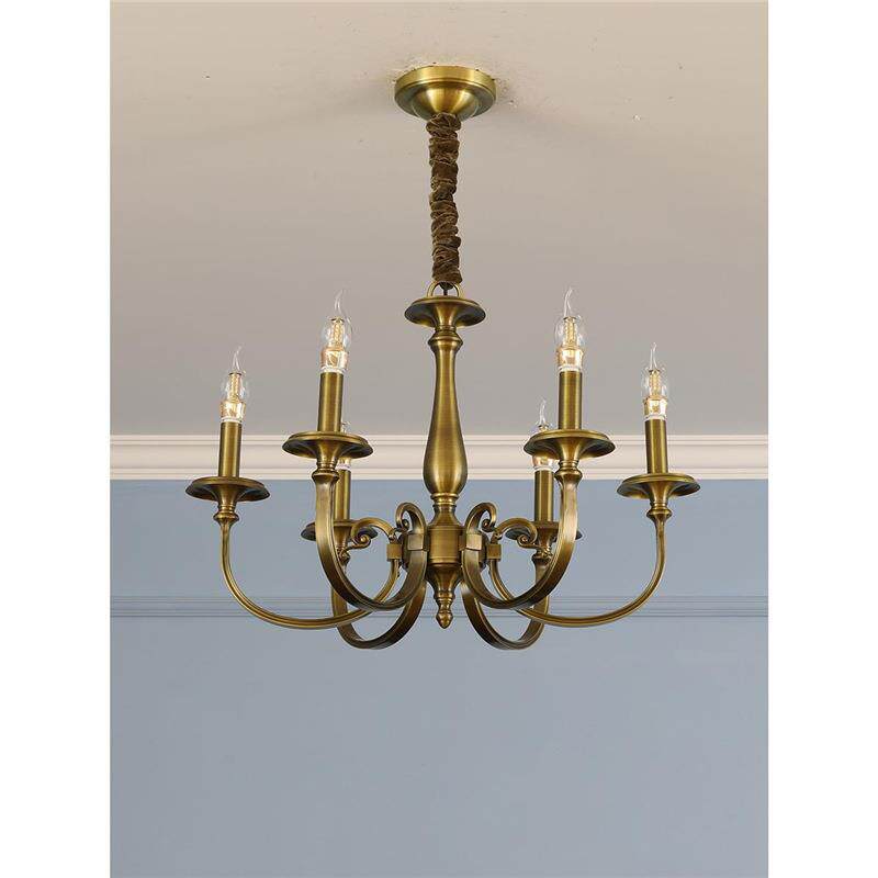 美式乡村简约古铜色蜡烛灯简美别墅客厅餐厅卧室楼梯大气全铜吊灯