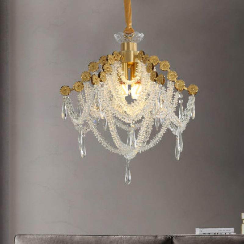 美式水晶吊灯轻奢大气创意艺术卧室法式设计师款餐厅衣帽间灯具