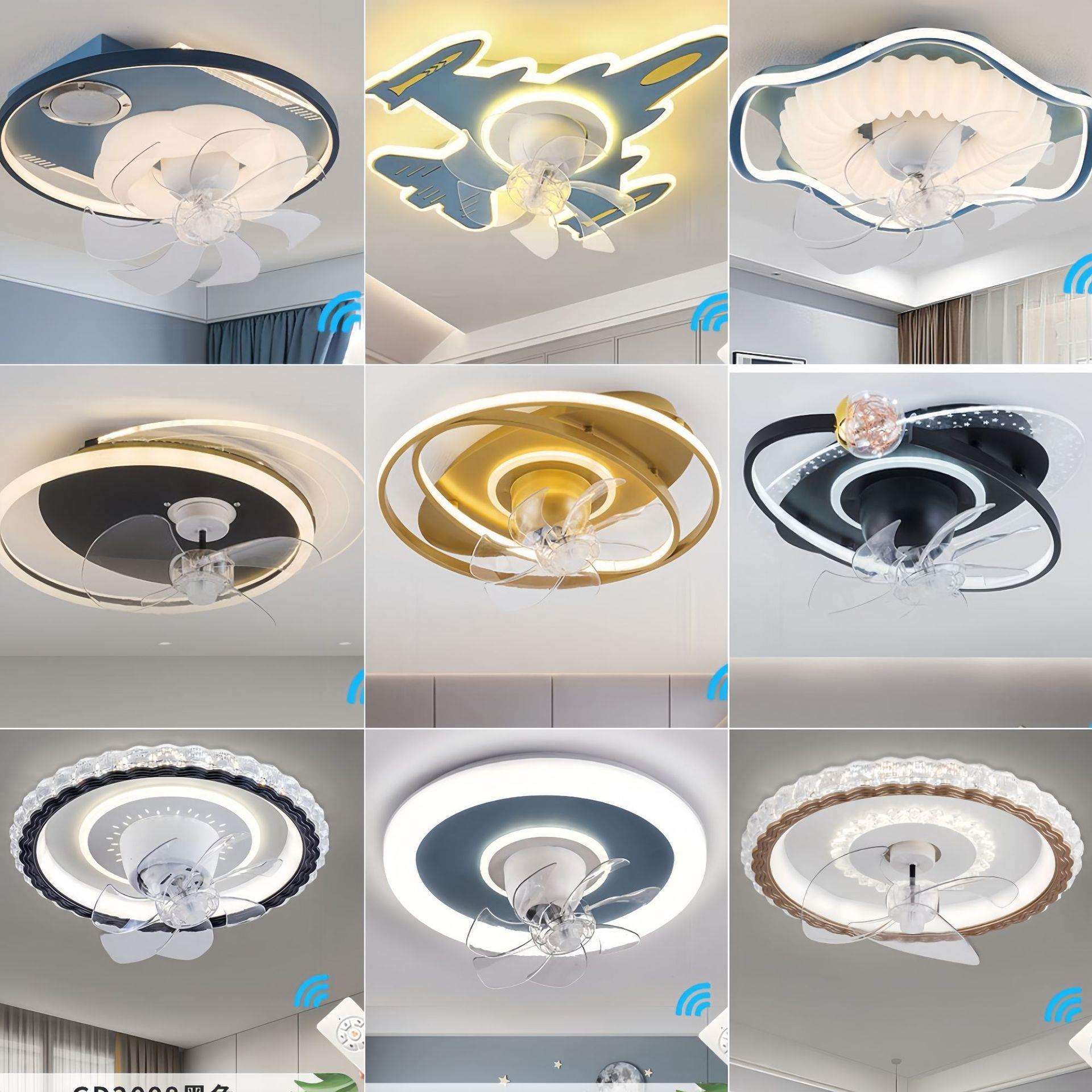 吸顶灯儿童房间卧室风扇灯摇头简约隐形风扇家用吊扇灯书房灯主卧