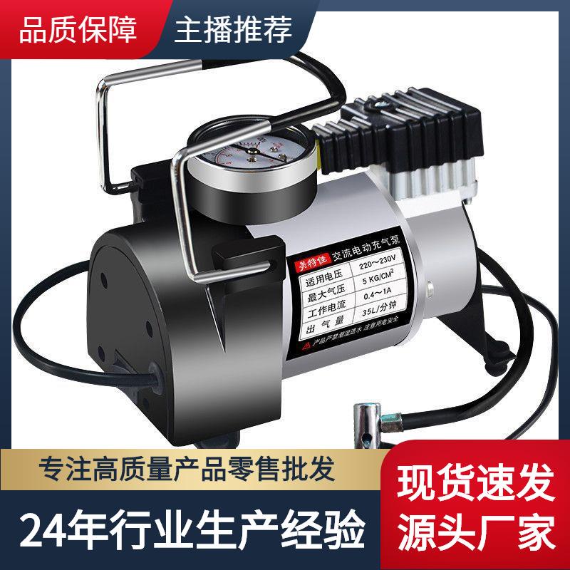220v家用一炮通电动充气泵多功能便携打气泵车载自动充气轿车高压