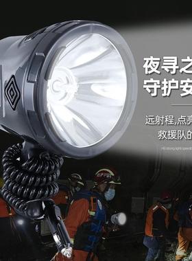 户外12v巡逻强光超亮船用聚光远射手持55w黑色213氙气24v探照灯