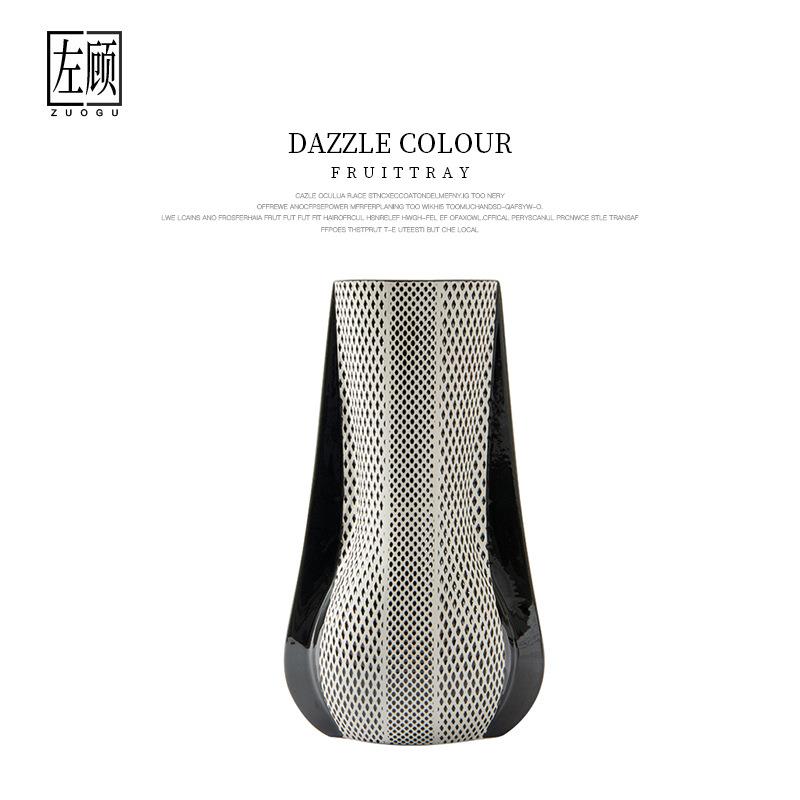 蛇纹菱形花器电视柜旁客厅茶几摆件酒店样板房间软装饰品现代简约