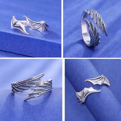 Gothic Punk Angel Devil Wings Adjustable Womens Ring For Hip