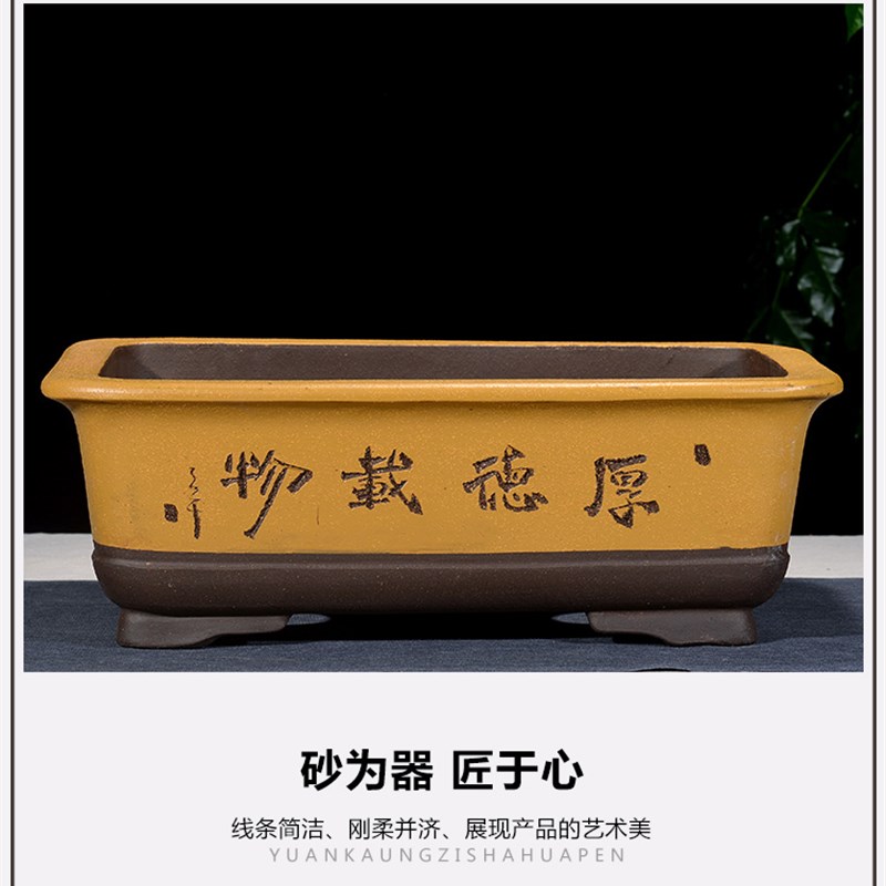 特大长方形有孔无孔假山盆 紫砂超大盆景花盆绿植文竹老桩盆景盆