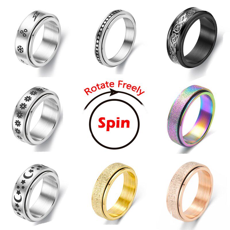 Anxiety Ring For Women Spinner Fidgets Rings Stainless Steel