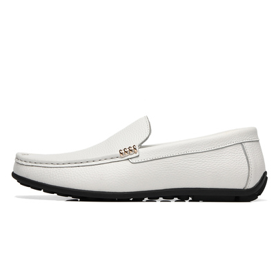 White Loafer Men Shoes Luxury Genuine Leather Business Mocca