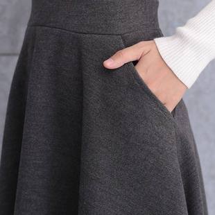 Winter Women Long Woolen Skirt Fashion High Waist Basic Wool