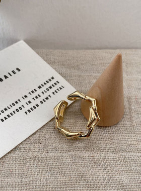 Foxanry Gold Color Finger Rings INS Fashion France Gold Plat