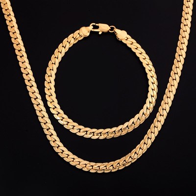 18K Gold GP Jewelry Sets For Man Women 5mm Sideways Link Cha