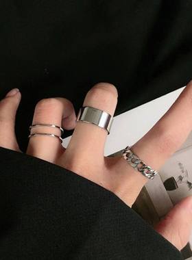 LATS Punk Metal Geometry Circular Punk Rings Set Opening Ind