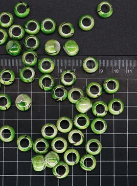 好货Green Pattern Round Hole Plastic Jewelry Bead Resin Hair