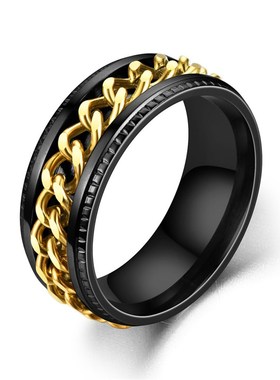 Anxiety Fidget Spinner Titanium Steel Rotatable Chain Ring F