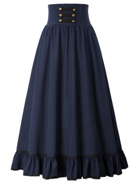 Women Skirt Summer Clothes Gothic Maxi Skirt High Waist Ruff
