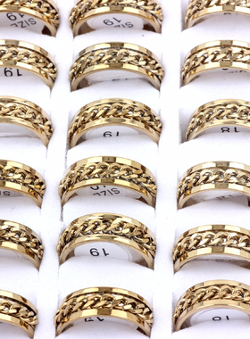 QianBei Punk Gold Color 8mm Finger Ring Women Fashion Stainl
