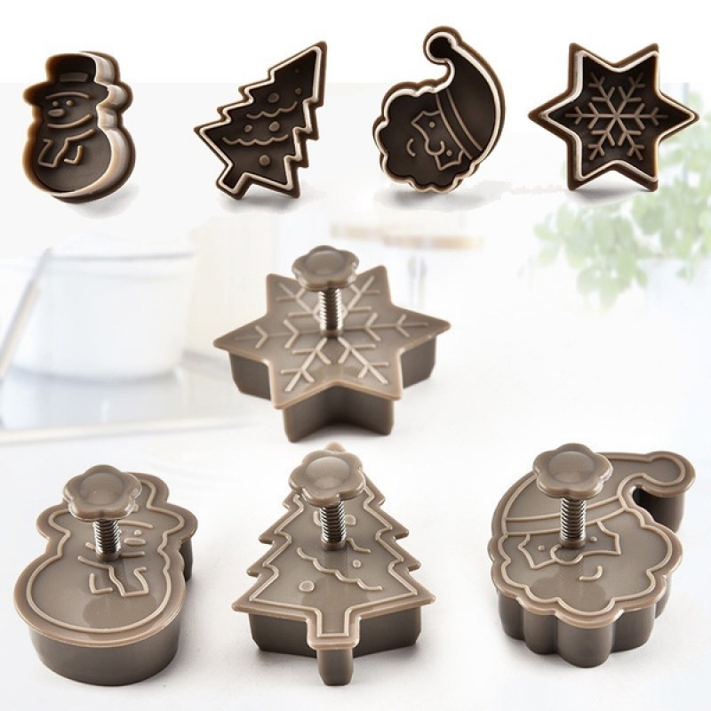 4Pcs/set Plastic Cookie Baking Moulds (Snowman/snowflake/chr