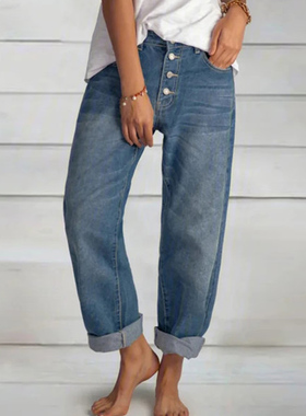 Women's Jeans 2021 High Waist Mom Wide Leg Pants New fas