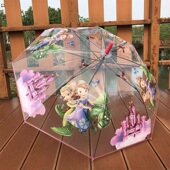 极速卡通公主透明儿童雨伞女童幼儿园小学生中大童长柄超轻自动雨