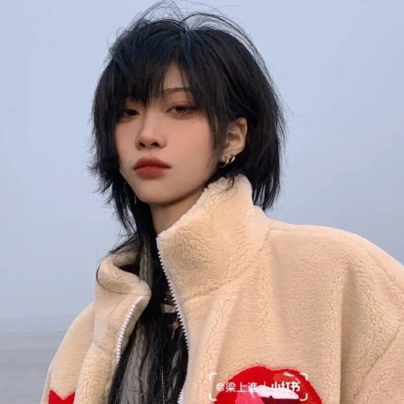 T假发全头套男女狼尾鲻鱼头短逼真帅气韩版中性蓬松日系学生h