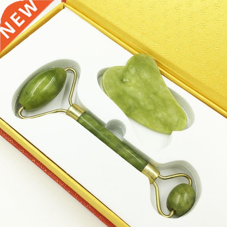 新品Guasha Scraper Massage-Roller Jade-Set Face-Skin Anti-Wr
