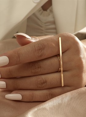 MANGOSKY 18KGP Fashion Long Square Bar Ring For Women