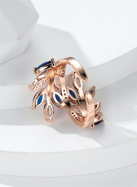 Marquise Cut Royal Blue Green Purple Pink Zircon Leaf Rings