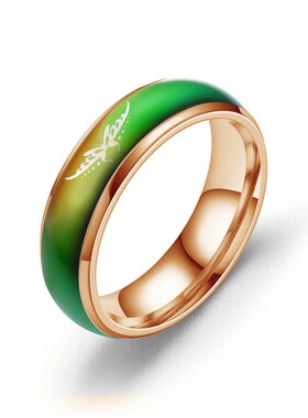 欧美饰品亚马逊跨境电商新款赶温变色不锈钢七彩蝴蝶戒指钛钢戒指