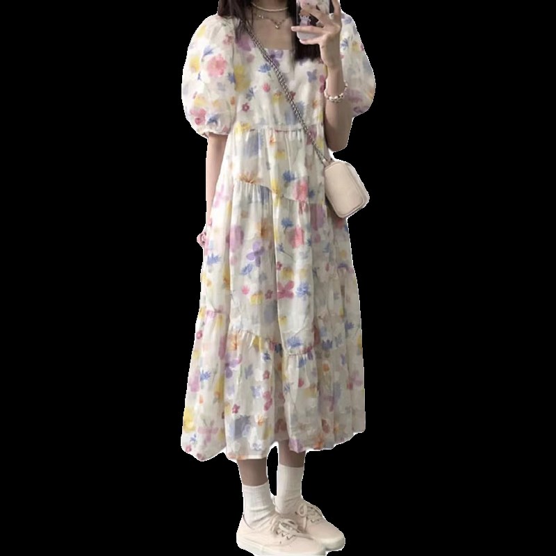 女大童多巴胺连衣裙12岁胖女孩宽松中长款夏装裙子15初中学生甜美