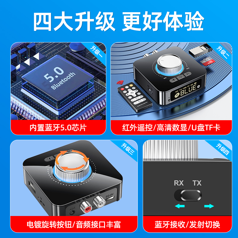 老音箱响改装蓝牙接收器5.0转无线功放电脑视蓝牙音频发射适配器