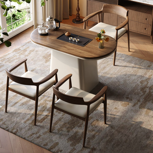 小户型新中式实木茶桌椅组合