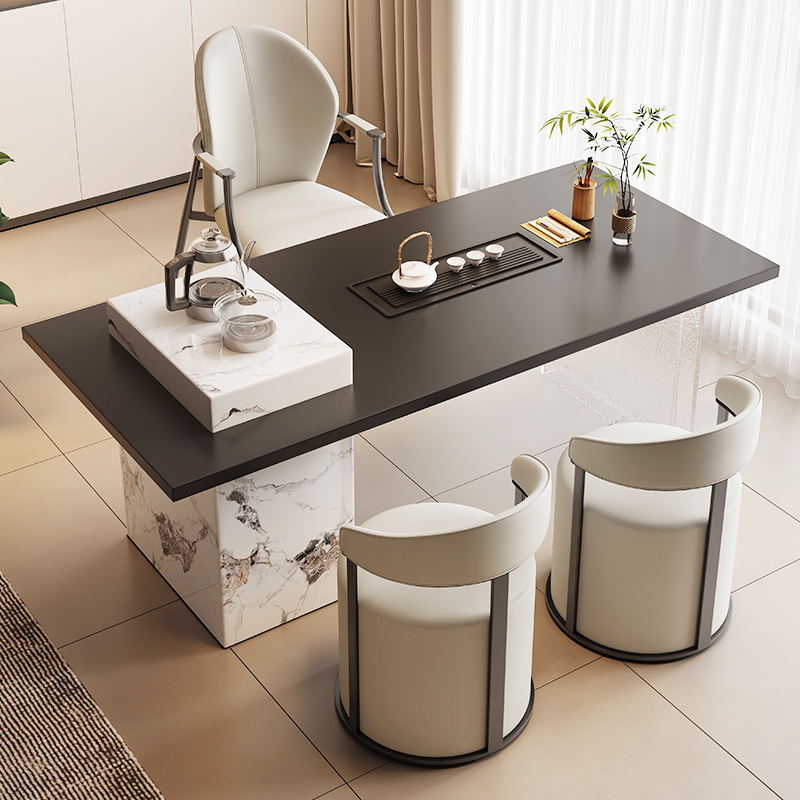 中古风轻奢实木茶桌现代简约小户型办公室茶桌椅组合家用阳台茶桌