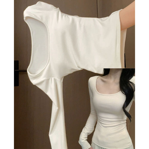 德绒打底衫女内搭带胸垫