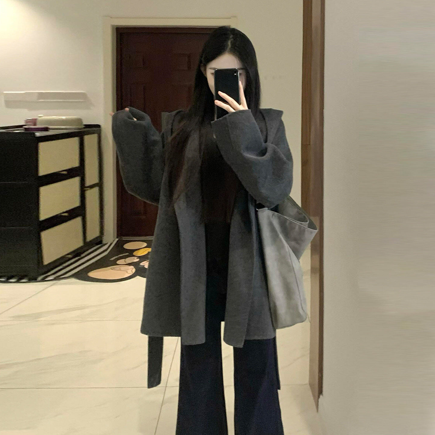 灰色短款双面羊绒毛呢子大衣外套女2025年秋冬季新款高级感小个子,女装/女士精品,毛呢外套,淘宝优惠券,粉丝福利购,淘宝优惠卷