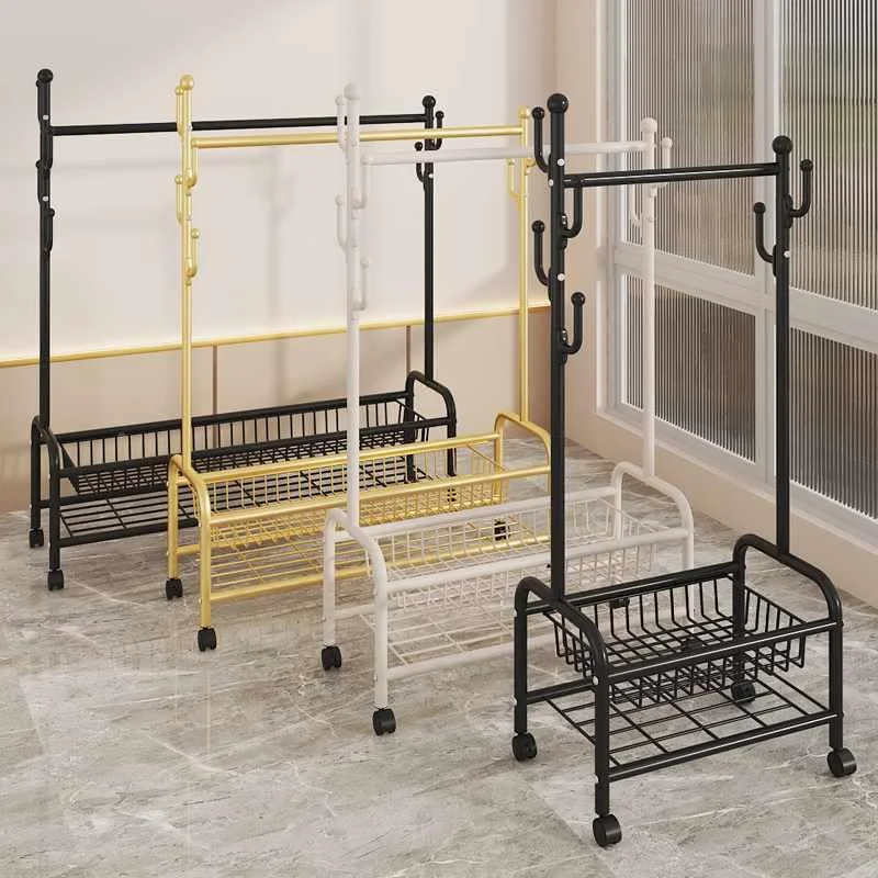 新品衣架挂落地卧室衣架可移动带轮家用室内网红轻奢晾衣架简易衣