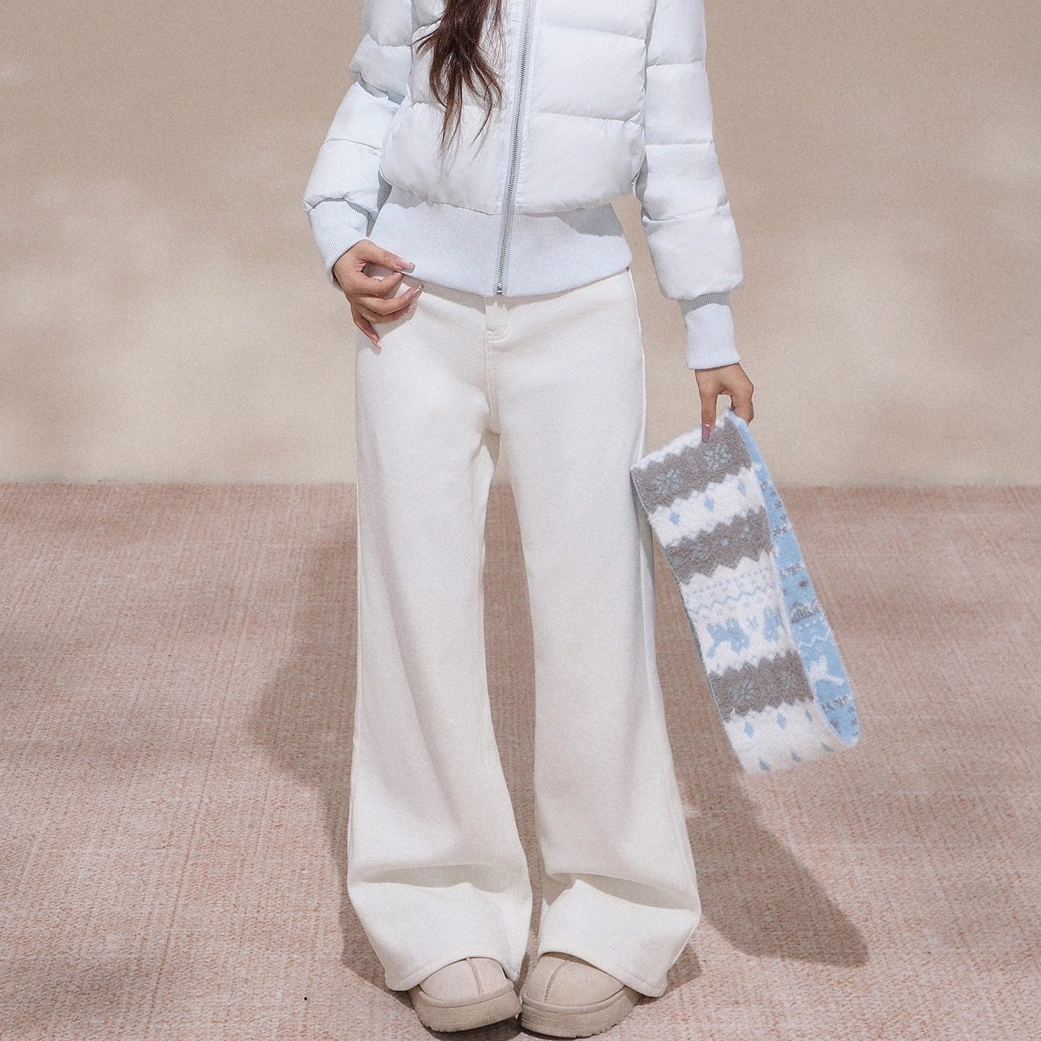 NCXK百搭微喇加绒牛仔裤后袋刺绣宽松显高显瘦长裤冬季KZ25185,女装/女士精品,牛仔裤,淘宝优惠券,粉丝福利购,淘宝优惠卷