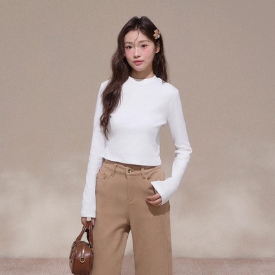 NCXK百搭打底衫小高领净版短款长袖T恤秋冬内搭上衣CX25176