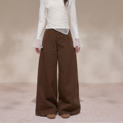 NCXK-琥珀流光净版高腰牛仔裤弯刀阔腿慵懒百搭拖地裤KZ25130