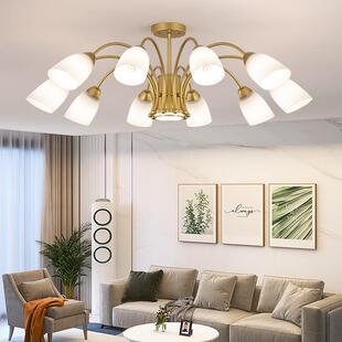 北欧客厅灯现代简约2025年新款轻奢LED灯餐厅书房卧室金色吸吊灯