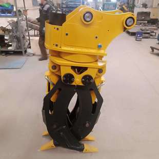 三键手柄控制液压夹木器厂家直销 徐工钩机辅具双缸旋转稻草夹子